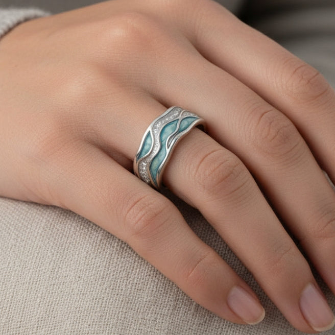 Régine - Bague Vagues Turquoise en Argent