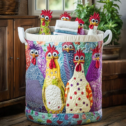 Panier matelassé avec poules élégantes