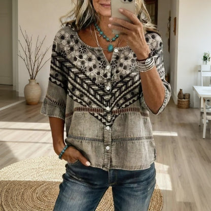 Blusa vintage con estampado floral