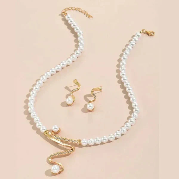 Almudena - Ensemble Collier et Boucles d'Oreilles avec Perles Naturelles