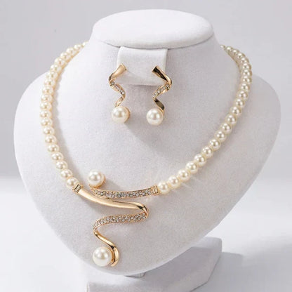 Almudena - Ensemble Collier et Boucles d'Oreilles avec Perles Naturelles