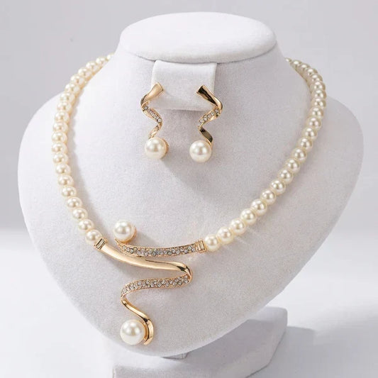 Almudena - Ensemble Collier et Boucles d'Oreilles avec Perles Naturelles