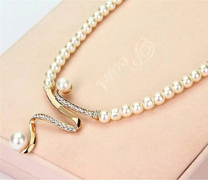 Almudena - Ensemble Collier et Boucles d'Oreilles avec Perles Naturelles