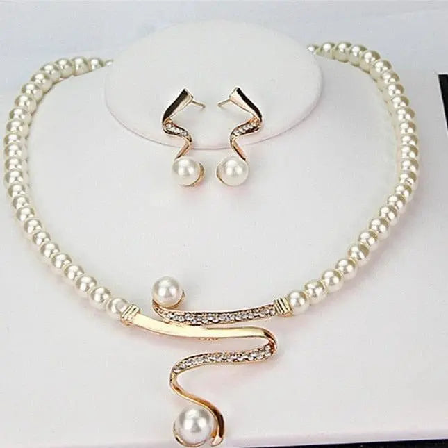 Fabiola - Ensemble Collier et Boucles d'Oreilles avec Perles Naturelles