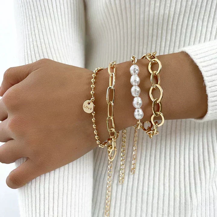 Consuelo - Ensemble de Bracelets Dorés en Perles