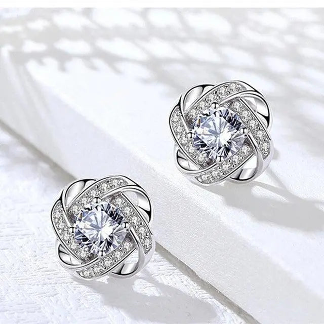 Lourdes - Boucles d'Oreilles Dorées en Spirale avec Cristaux