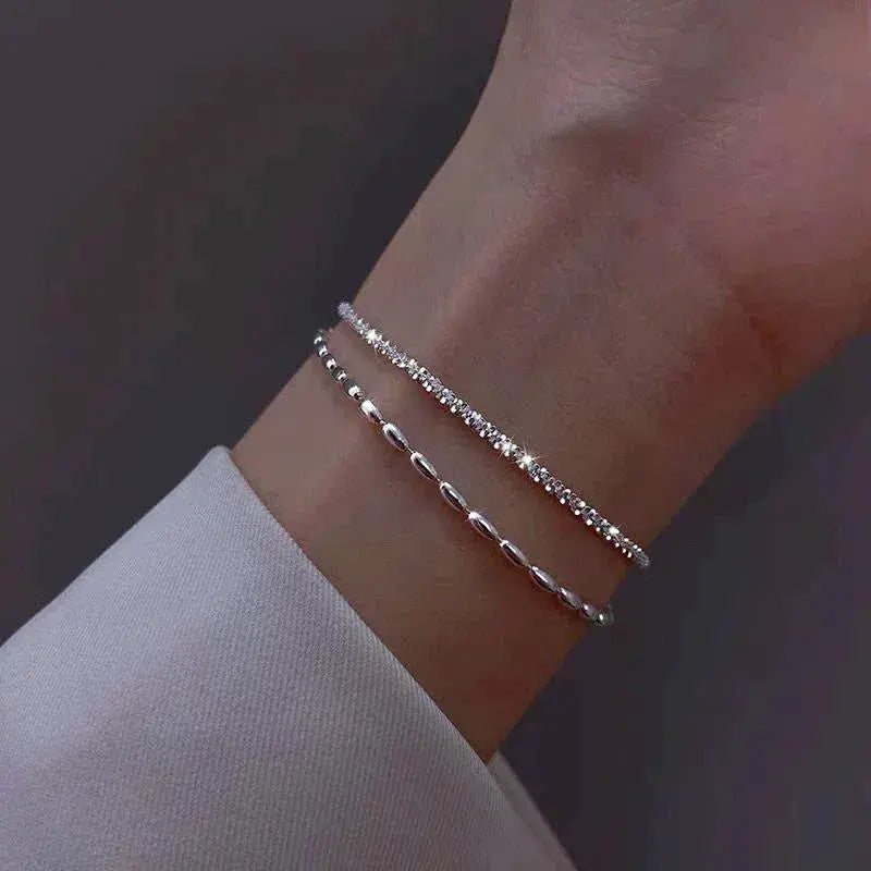 Amparo - Ensemble de Bracelets Argentés Élégants avec Pierres de Zircone