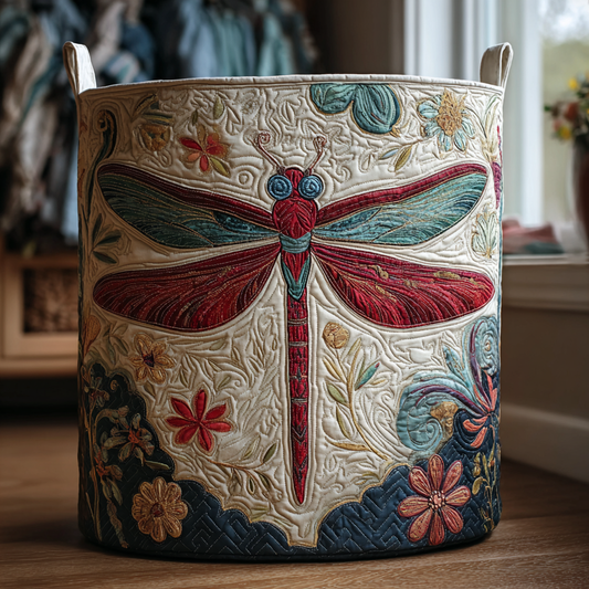 Panier matelassé avec libellules