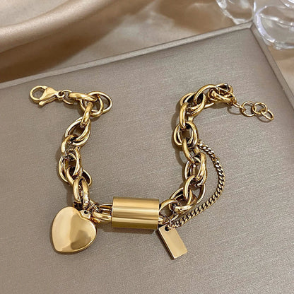 Guadalupe - Bracelet avec Breloque Cœur Doré