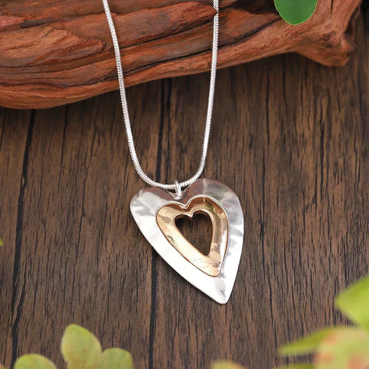 Olga - Collier Vintage Cœur en Argent et Or