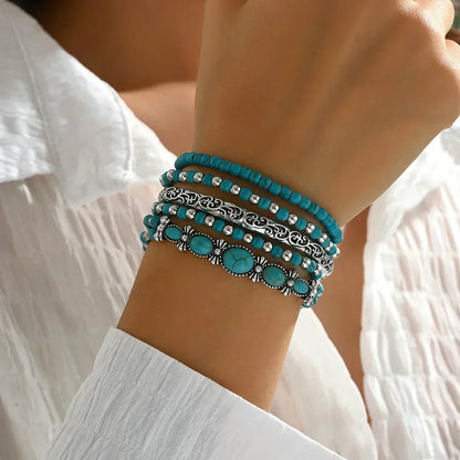 Véronique - Ensemble de Bracelets à Perles Turquoise