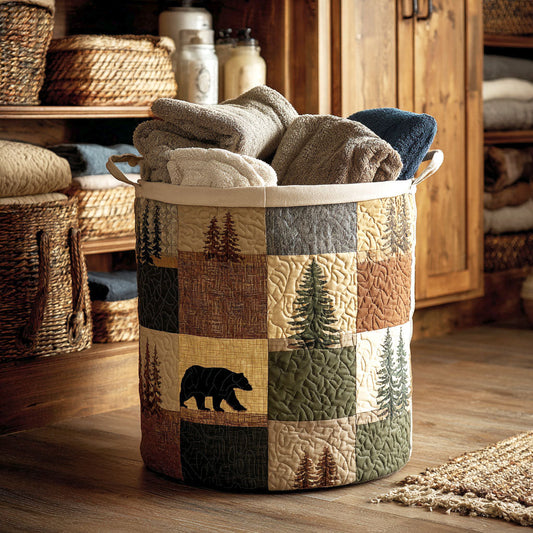 Panier matelassé avec forêt en patchwork