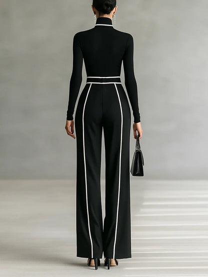 Emma | Ensemble Élégant Col Montant et Pantalon Large