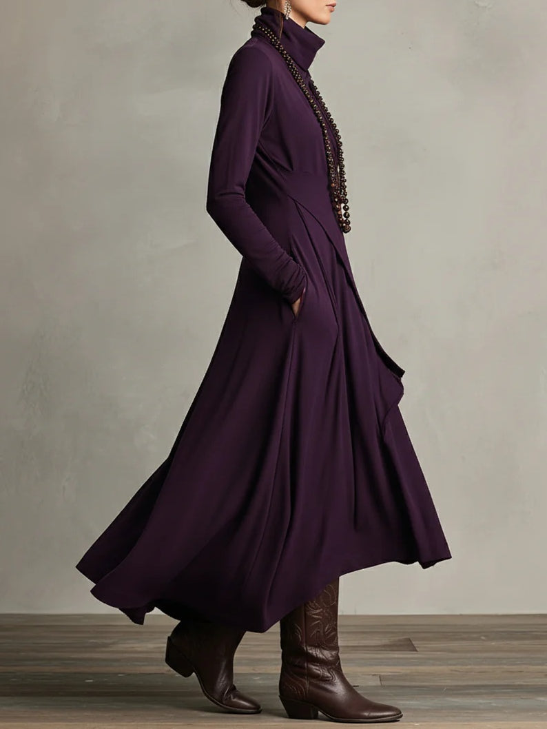 Arielle | Robe Vintage Asymétrique à Col Roulé