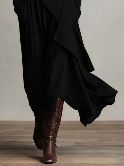 Arielle | Robe Vintage Asymétrique à Col Roulé