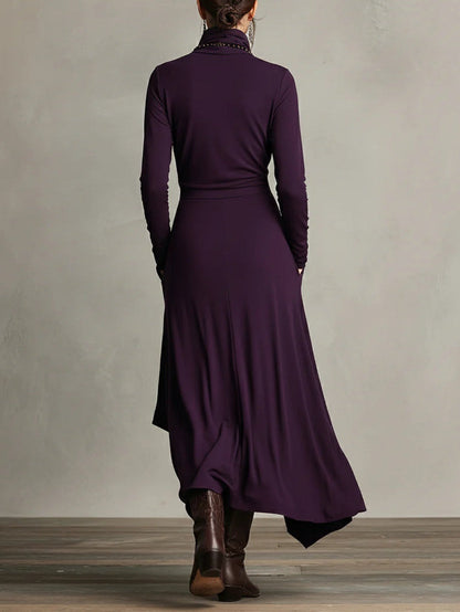 Arielle | Robe Vintage Asymétrique à Col Roulé