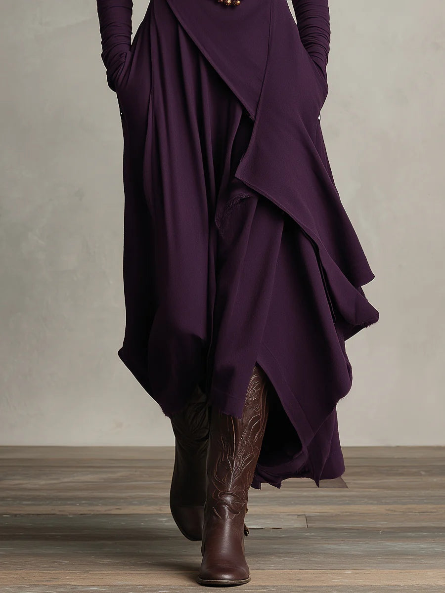 Arielle | Robe Vintage Asymétrique à Col Roulé