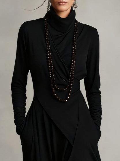 Arielle | Robe Vintage Asymétrique à Col Roulé