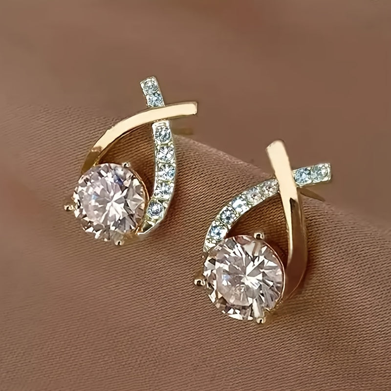 Soledad - Boucles d'Oreilles avec Croix Dorée et Zircone