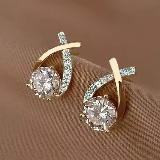 Soledad - Boucles d'Oreilles avec Croix Dorée et Zircone