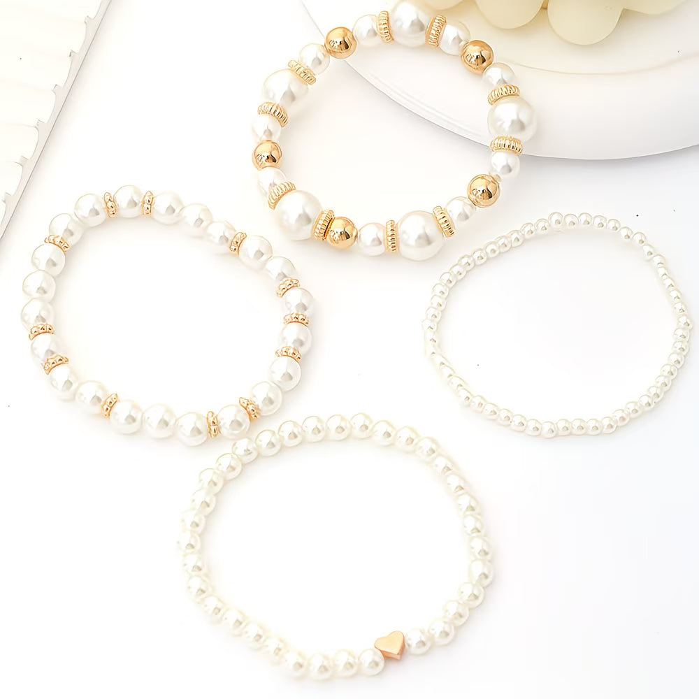 Ensemble de 4 Bracelets Empilables en Perles