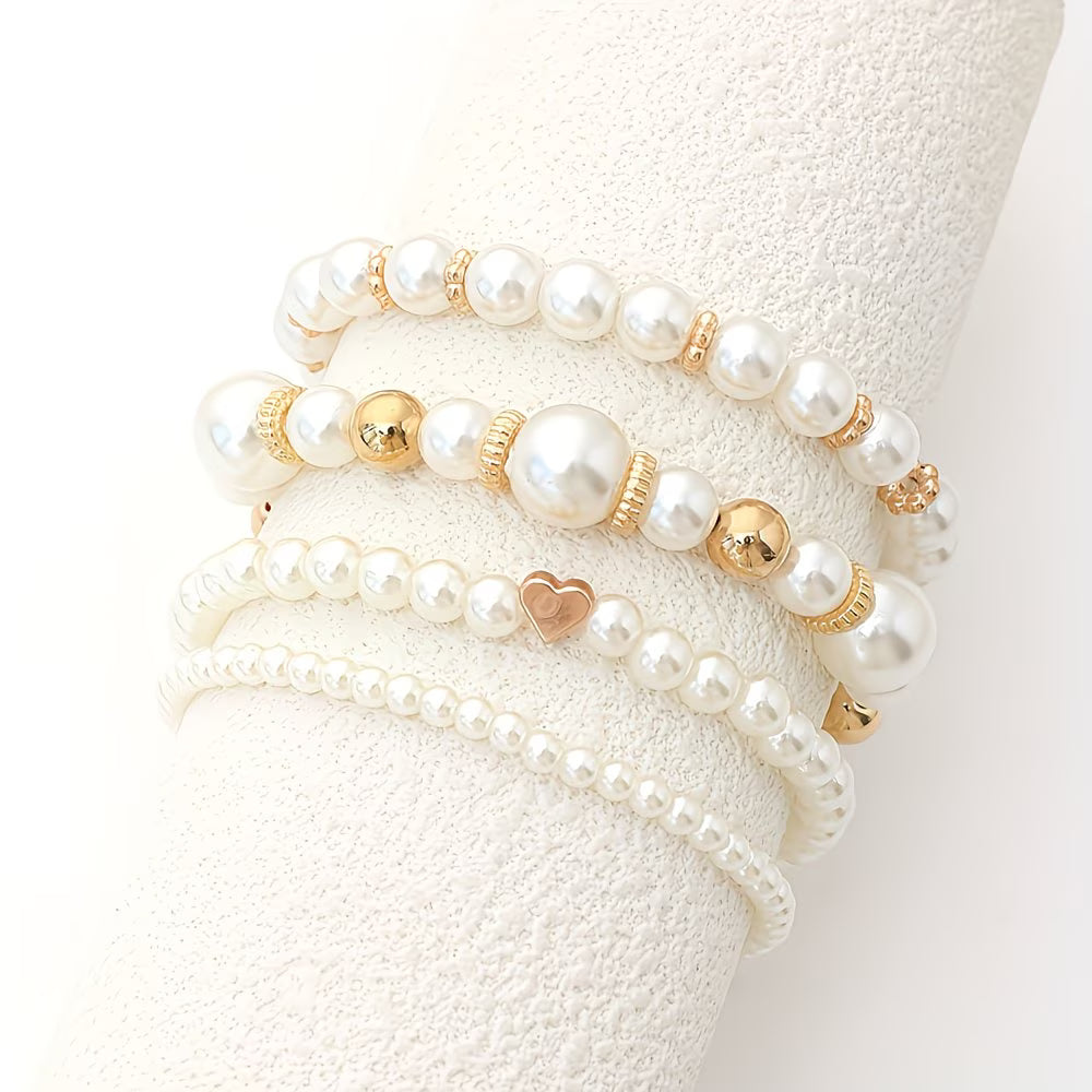 Ensemble de 4 Bracelets Empilables en Perles