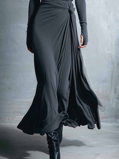 Naomie | Robe Longue avec Nœud Effet Soie