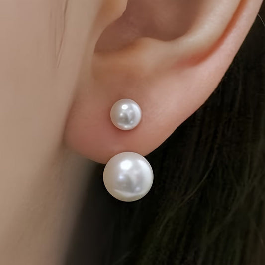 Boucles d'Oreilles Statement à Double Perle