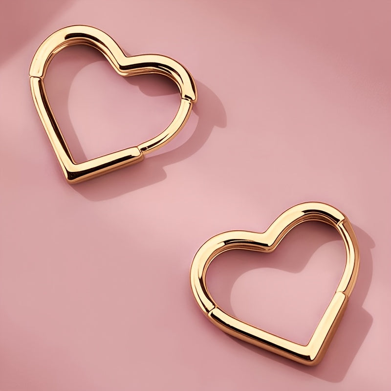 Pilar - Boucles d'Oreilles Dorées en Forme de Cœur en Acier Inoxydable
