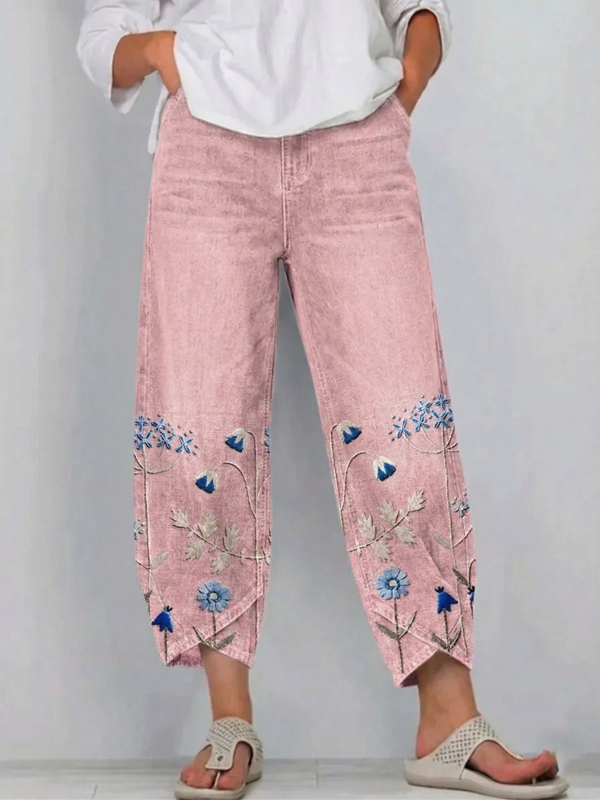 Aven | Pantalon décontracté brodé