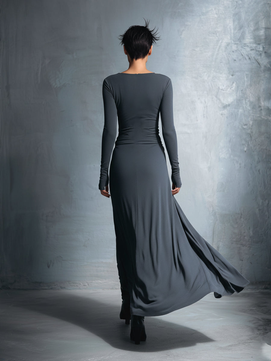 Naomie | Robe Longue avec Nœud Effet Soie