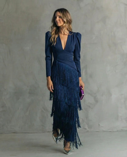 Chiara | Robe Élégante à Manches Franges