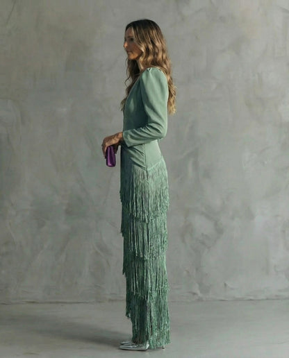 Chiara | Robe Élégante à Manches Franges