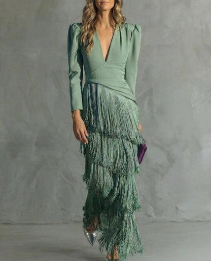 Chiara | Robe Élégante à Manches Franges
