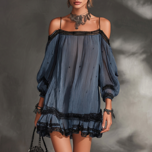 Mini-robe à encolure Bardot
