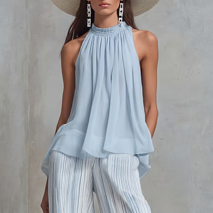 Conjunto de vacaciones chiffon a rayas.