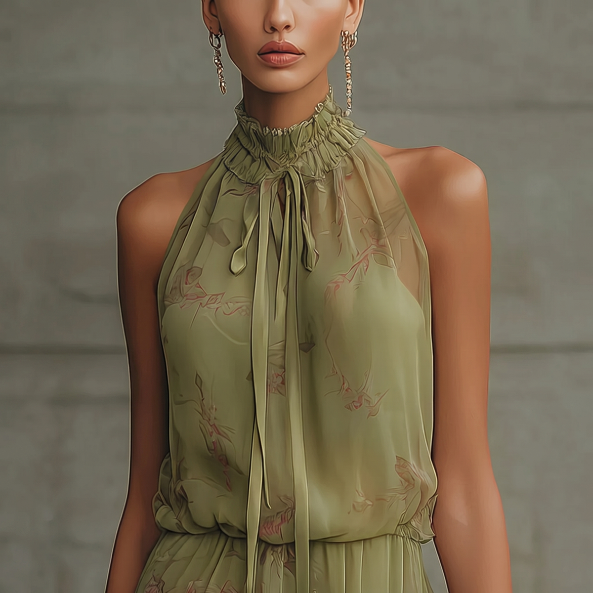 Mini-robe verte à imprimé floral