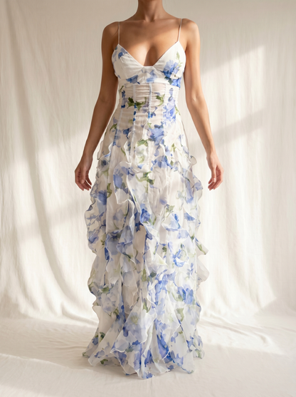 Uri | Robe Midi Fleurie à Volants
