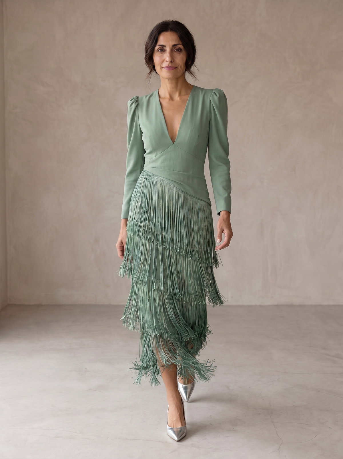 Chiara | Robe Élégante à Manches Franges
