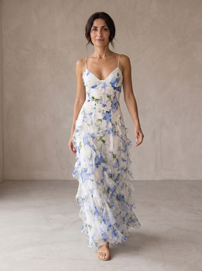Uri | Robe Midi Fleurie à Volants