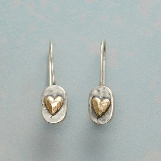 Macarena - Boucles d'Oreilles en Forme de Cœur Argent et Or