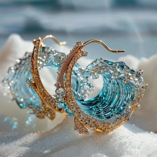Suzanne - Boucles d'Oreilles Vagues de Mer