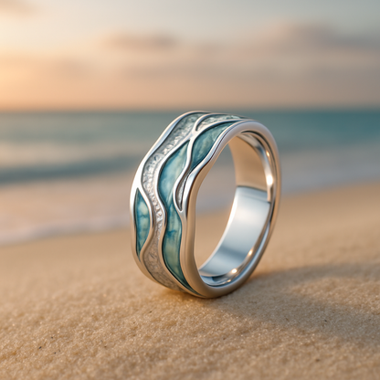 Régine - Bague Vagues Turquoise en Argent