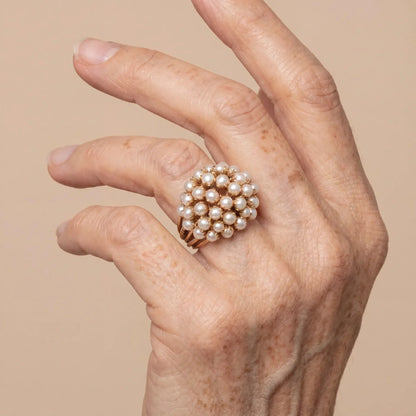 Anello in Oro con Perla Intarsiata Classico