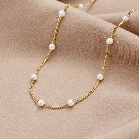 Collier en Perles Dorées Intemporel