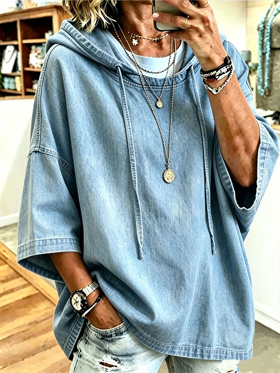 Willow™ | Sweat à capuche oversize décontracté en chambray