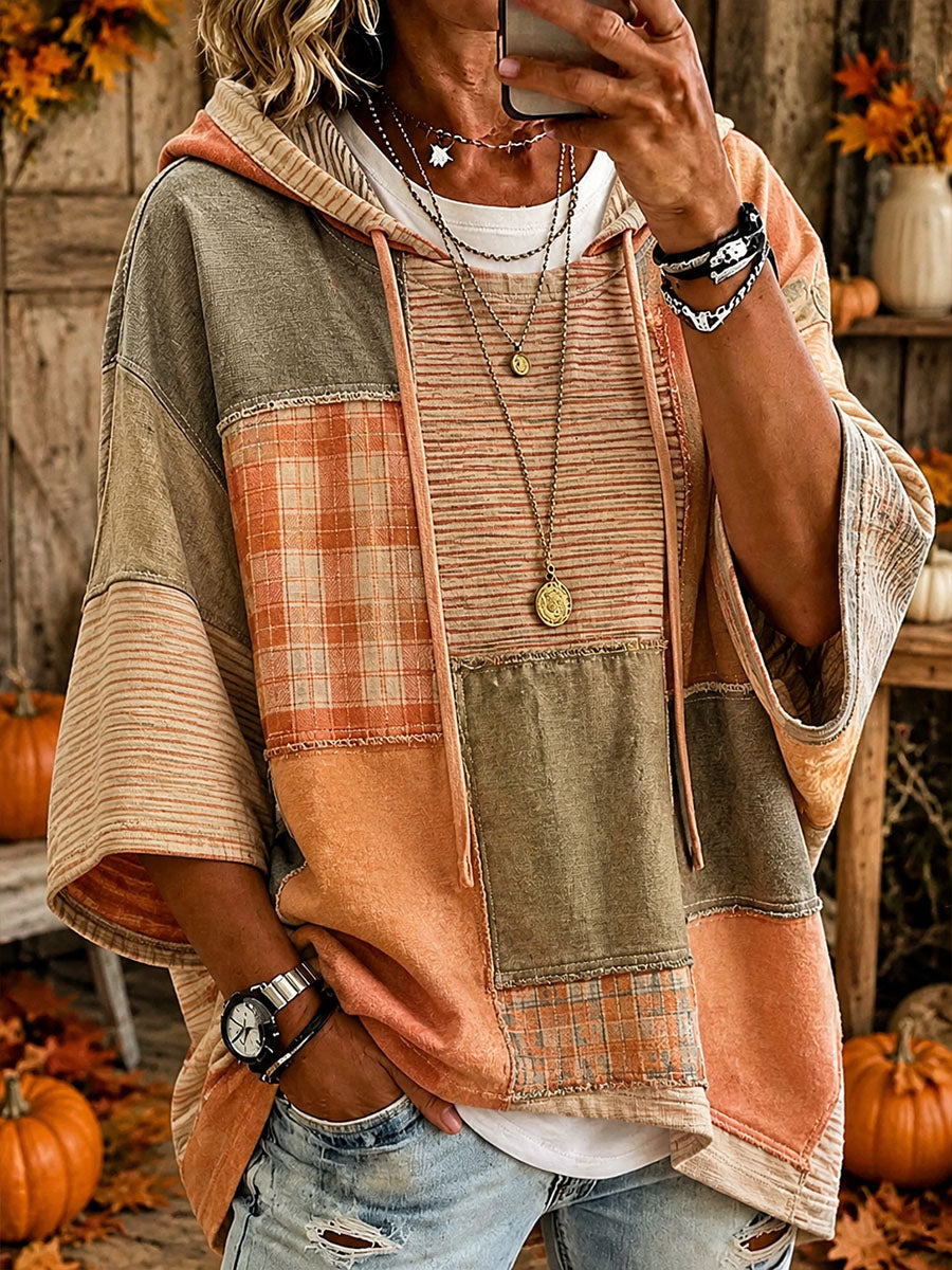 Cristina | Sweat à capuche oversize patchwork d'automne