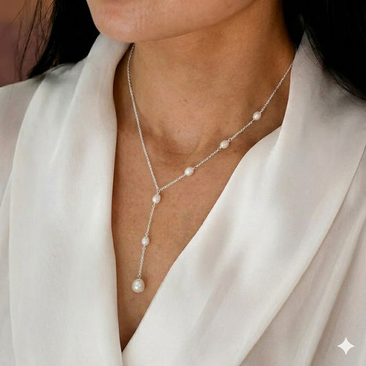 Collier Lariat à Perles Cascadantes