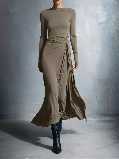 Naomie | Robe Longue avec Nœud Effet Soie