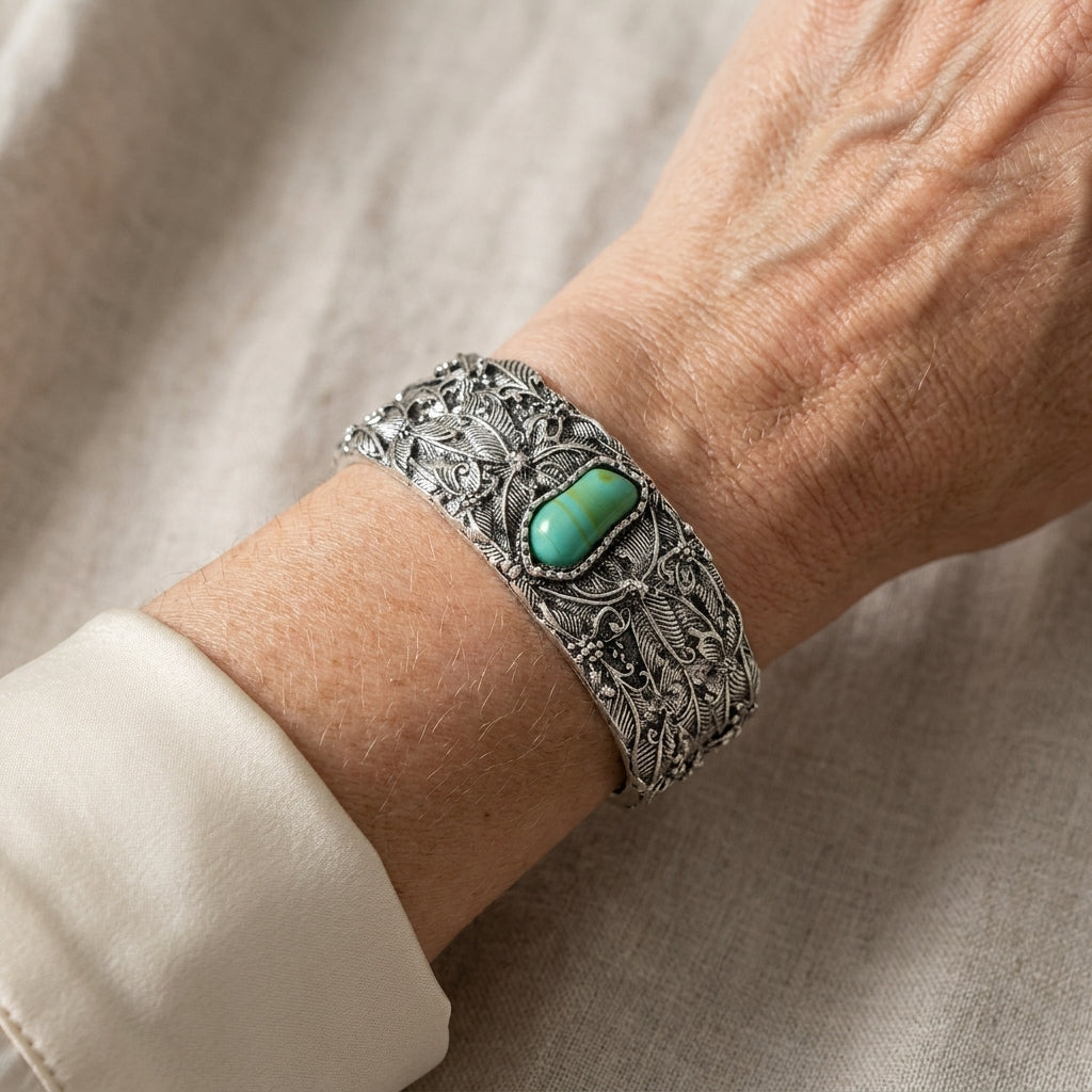 Teodora™ - Bracelet Manchette Vintage en Turquoise